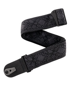 D'Addario D'Addario Pad Lock Woven Guitar Strap, Monterey Black Tubular