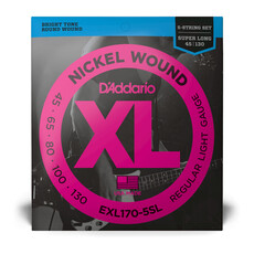 D'Addario D'Addario XL Nickel 45-130 Regular Light, Super Long Scale 5-String Bass Strings D'Addario D'Addario XL Nickel 45-130 Regular Light, Super Long Scale 5-String Bass Strings