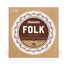 D'Addario D'Addario Folk Nylon Classical Guitar Strings, Normal Tension, Ball End, Silver-Wound/Clear Nylon D'Addario D'Addario Folk Nylon Classical Guitar Strings, Normal Tension, Ball End, Silver-Wound/Clear Nylon