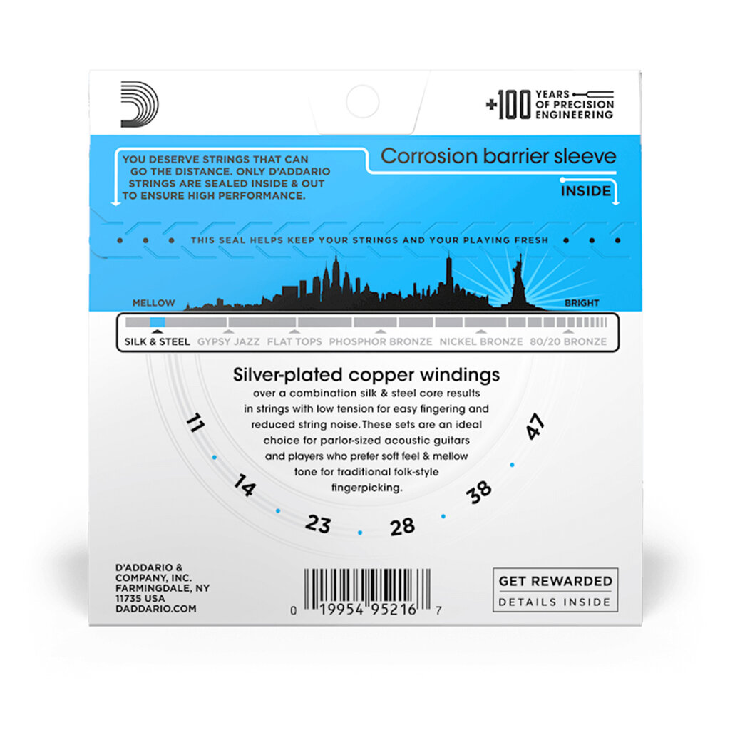 D'Addario D'Addario Silk & Steel 11-47 Light Acoustic Guitar Strings