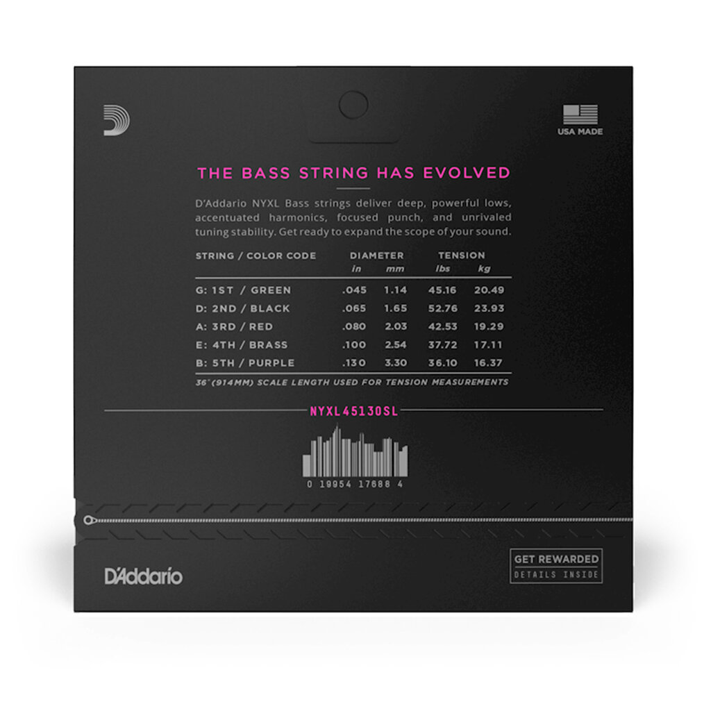 D'Addario D'Addario NYXL 45-130 Regular Light 5-String, Super Long Scale Bass Strings