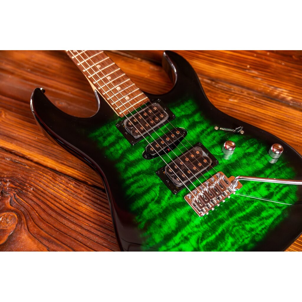 Ibanez Ibanez Gio GRX70QA Electric Guitar, Transparent Emerald Burst