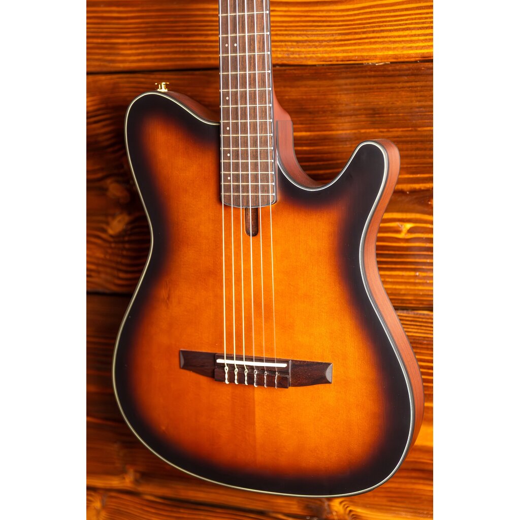 Ibanez Ibanez FRH10N Thinline Nylon Acoustic-Electric Guitar, Brown Sunburst Flat