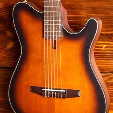 Ibanez Ibanez FRH10N Thinline Nylon Acoustic-Electric Guitar, Brown Sunburst Flat