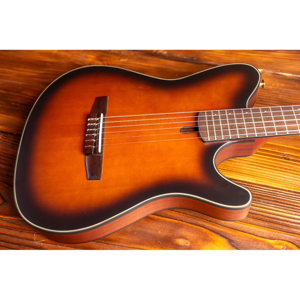 Ibanez Ibanez FRH10N Thinline Nylon Acoustic-Electric Guitar, Brown Sunburst Flat