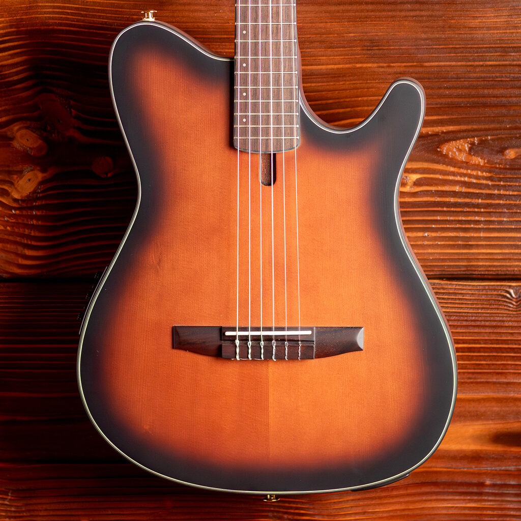 Ibanez Ibanez FRH10N Thinline Nylon Acoustic-Electric Guitar, Brown Sunburst Flat