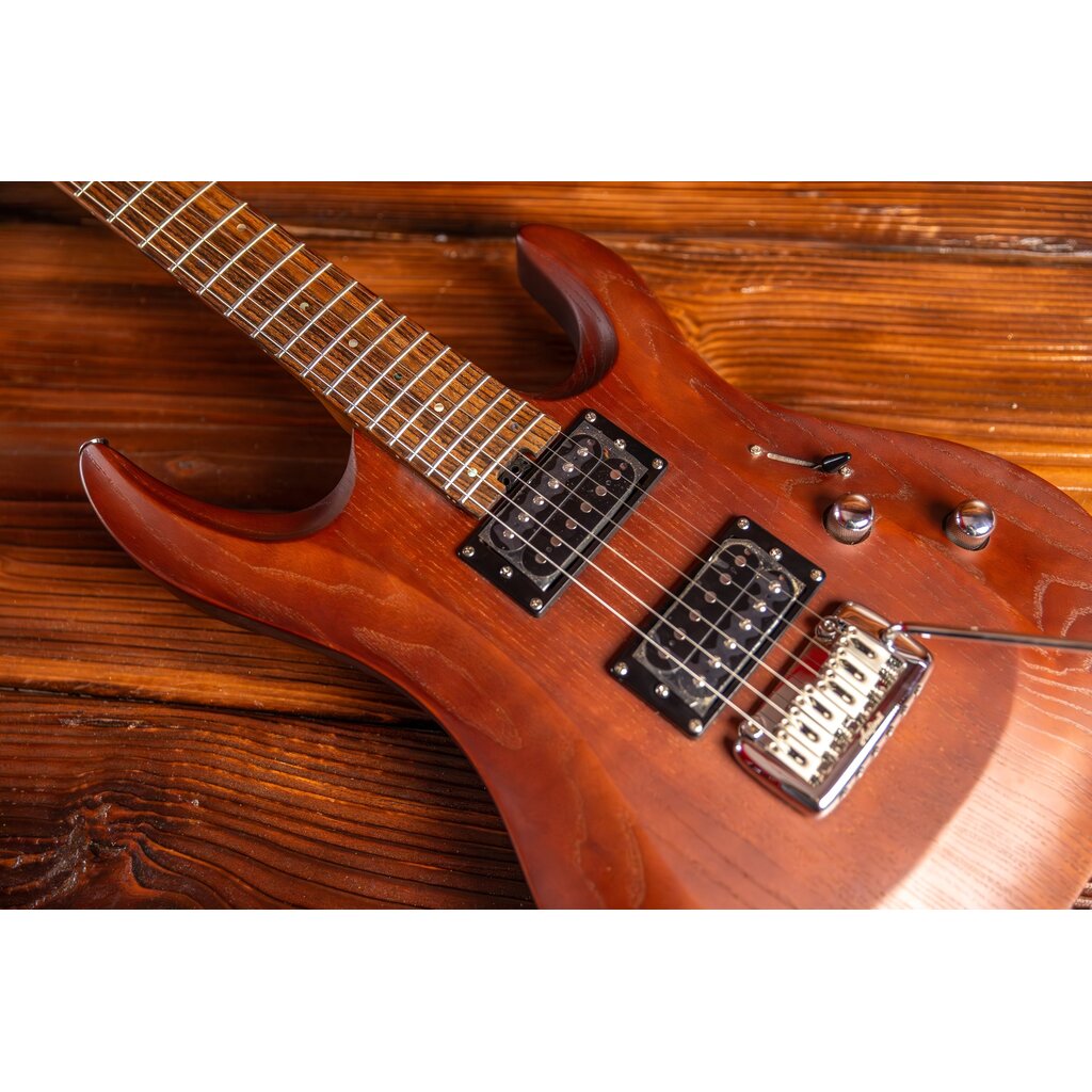 Aria Aria Pro II MAC DLX Electric Guitar, Brown