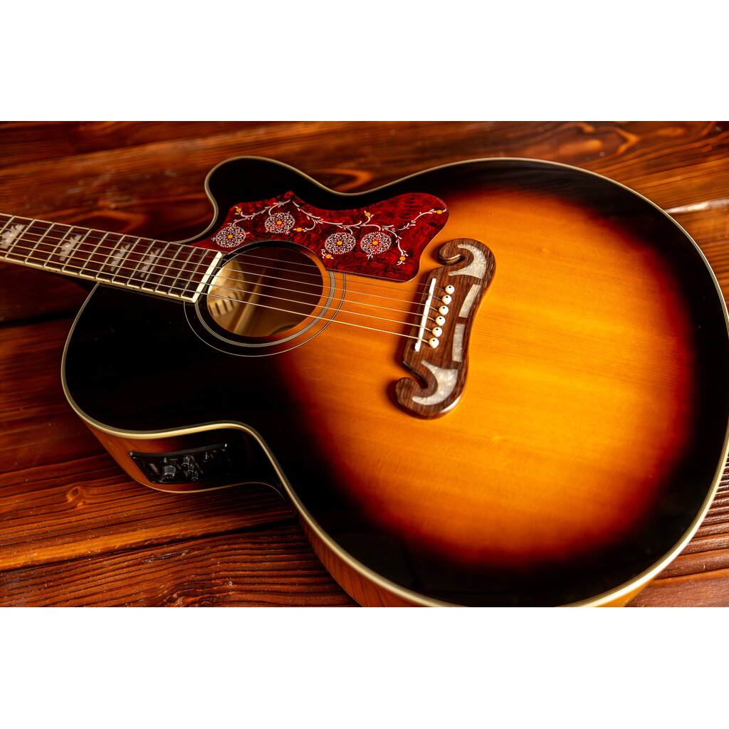 Epiphone Epiphone J-200 EC Studio Electric Acoustic Guitar, Vintage Sunburst (In-Store Pickup Only)