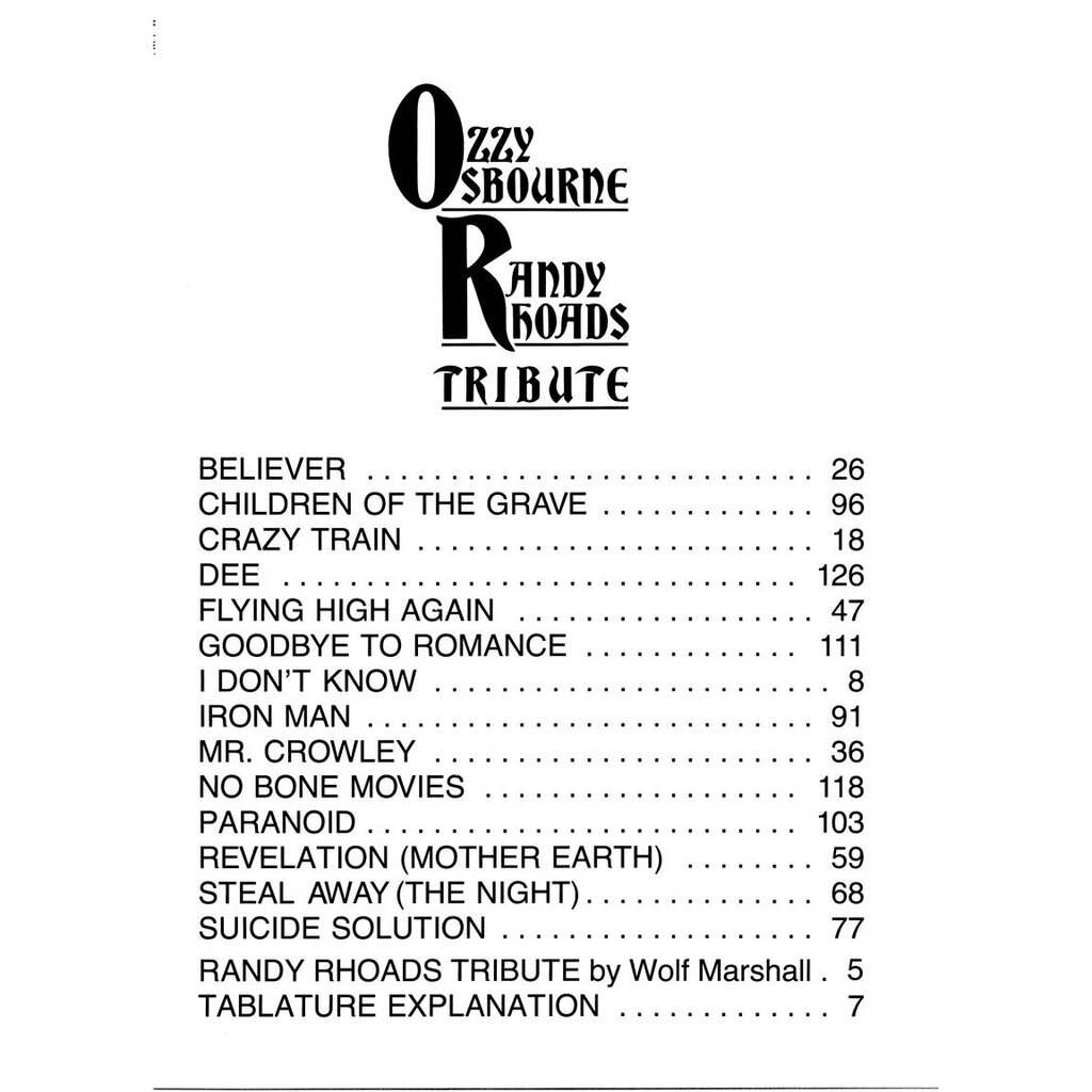 Hal Leonard "Ozzy Osbourne - Randy Rhoads Tribute" Guitar TAB Book