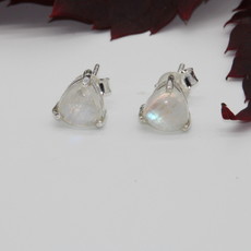 Moonstone Triangular Silver Stud Earrings