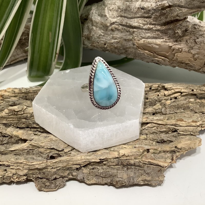 Larimar Sterling Silver Ring Size 8