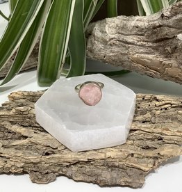 Rose Quartz Raw Sterling Silver Ring Size 6