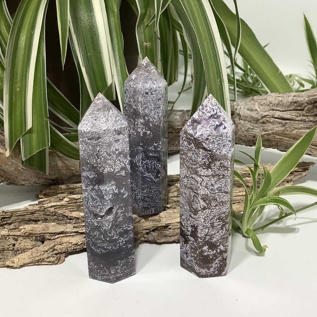 Purple Moss Agate Tower 94 mm Height