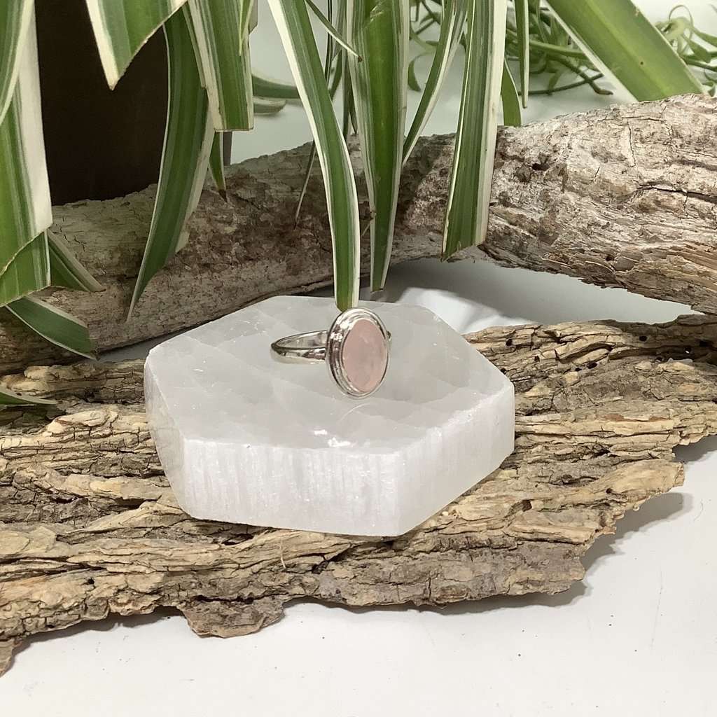 Faceted Rose Quartz Sterling Silver Ring Size 8