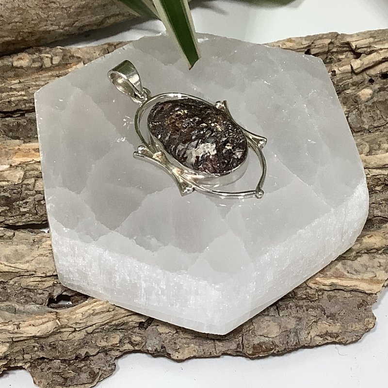 Raw Astrophyllite Sterling Silver Pendant