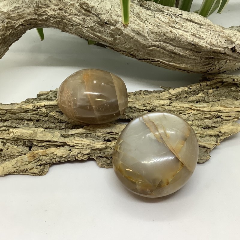 Peach Moonstone Palm Stone