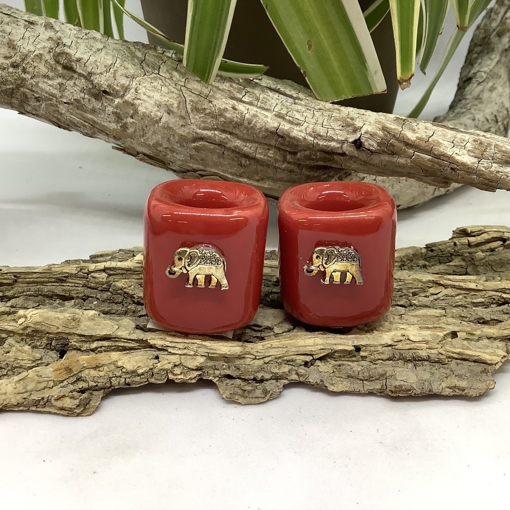 Ritual Candle Holder Red Elephant