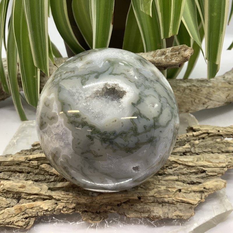 Moss Agate Sphere 77 mm Diameter