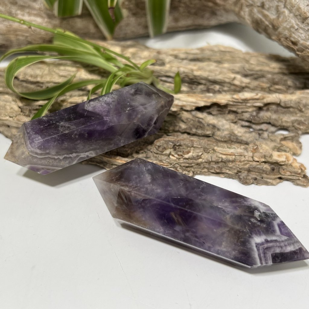 Smoky Chevron Amethyst Double Point