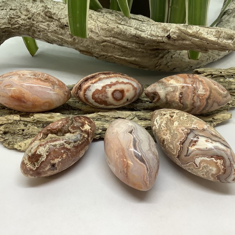Indonesian Pink Lace Agate Large  Oval Tumbled
