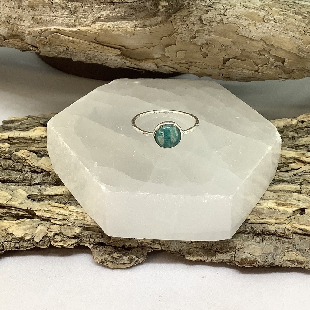 Indian Amazonite  Sterling Silver Ring Size 6