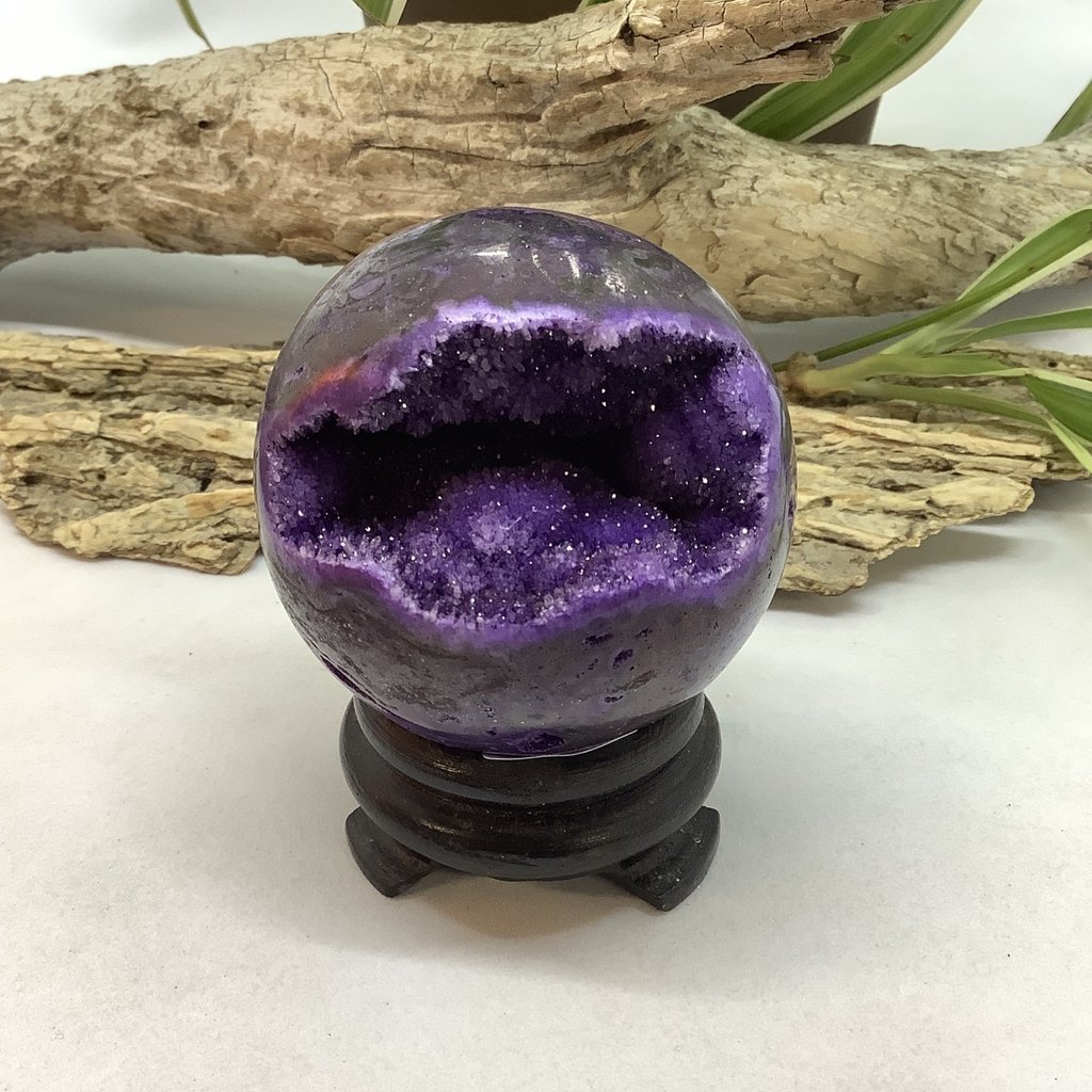 Enhanced Purple Druzy Agate Sphere