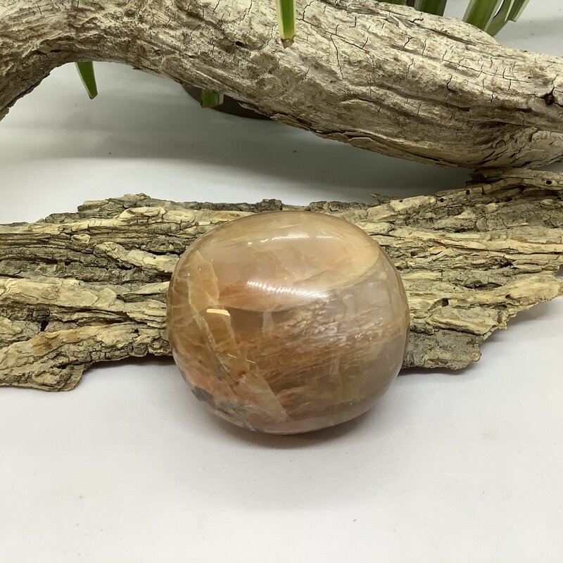 Peach Moonstone Palm Stone