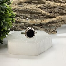 Black Tourmaline Sterling Silver Ring Size 10