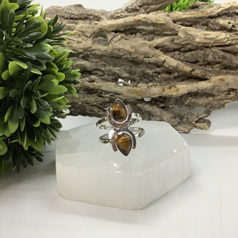 Tigers Eye Sterling Silver Ring Size 8