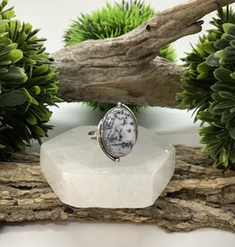 Dendritic Agate Sterling Silver Ring Size 9