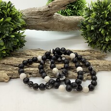 Black and White Agate Bracelet 8mm