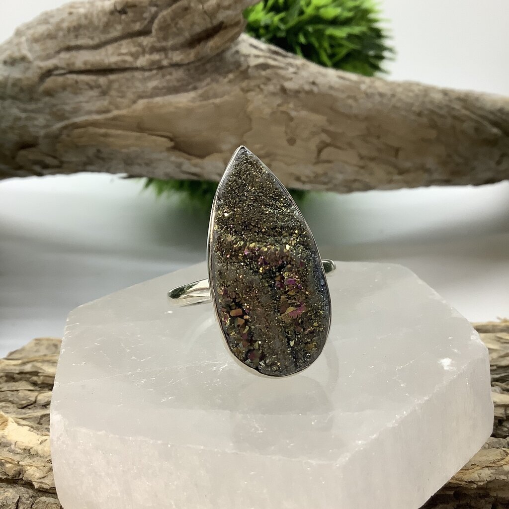 Druzy Sterling Silver Ring Size 12