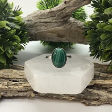 Malachite Sterling Silver Ring Size 12