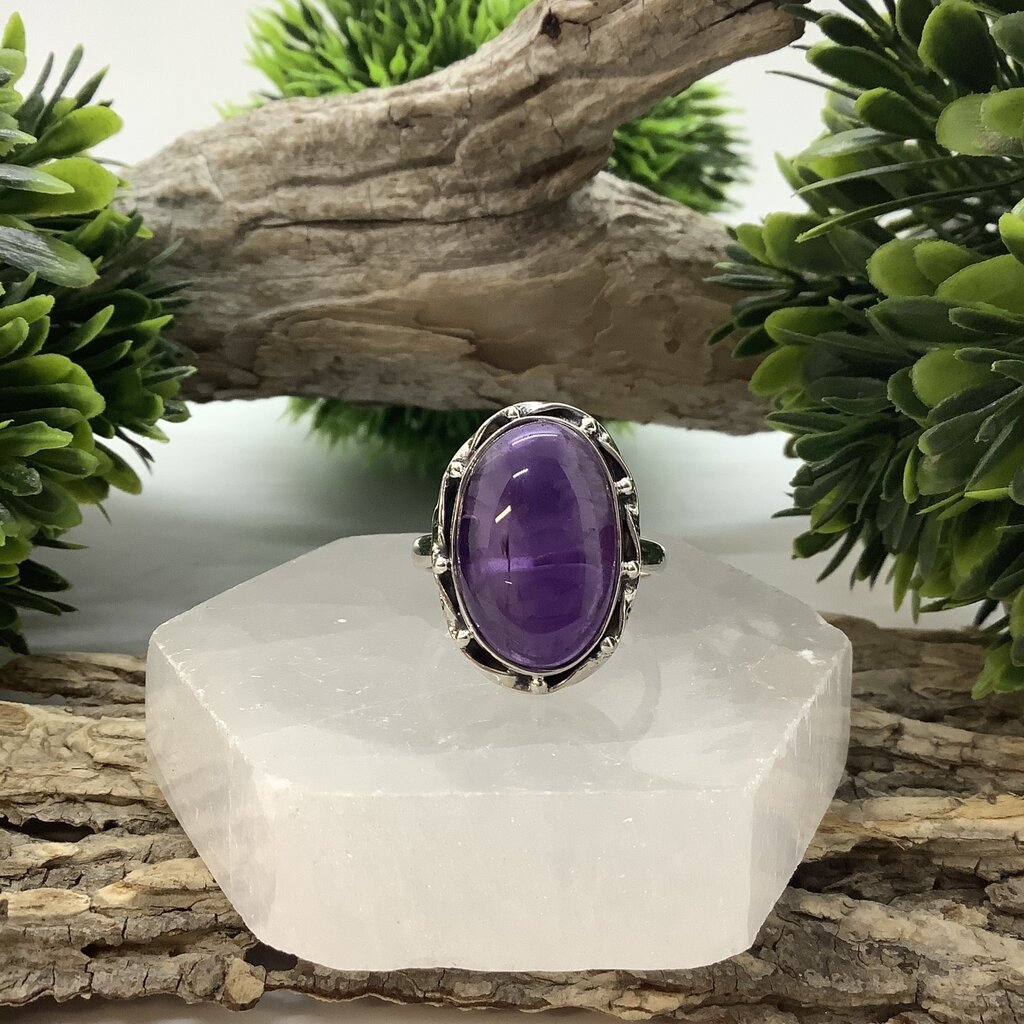 Amethyst Sterling Silver Ring Size 10.5