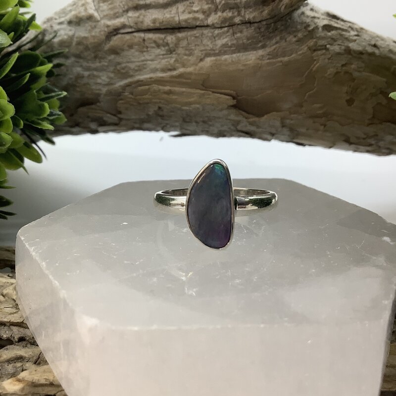 Opal Sterling Silver Ring Size 8