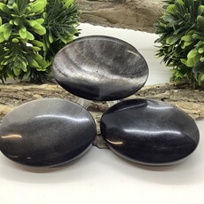 Silver Sheen Obsidian Palm Stone