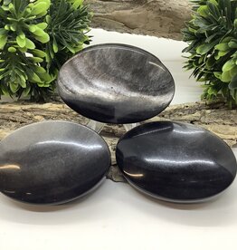 Silver Sheen Obsidian Palm Stone