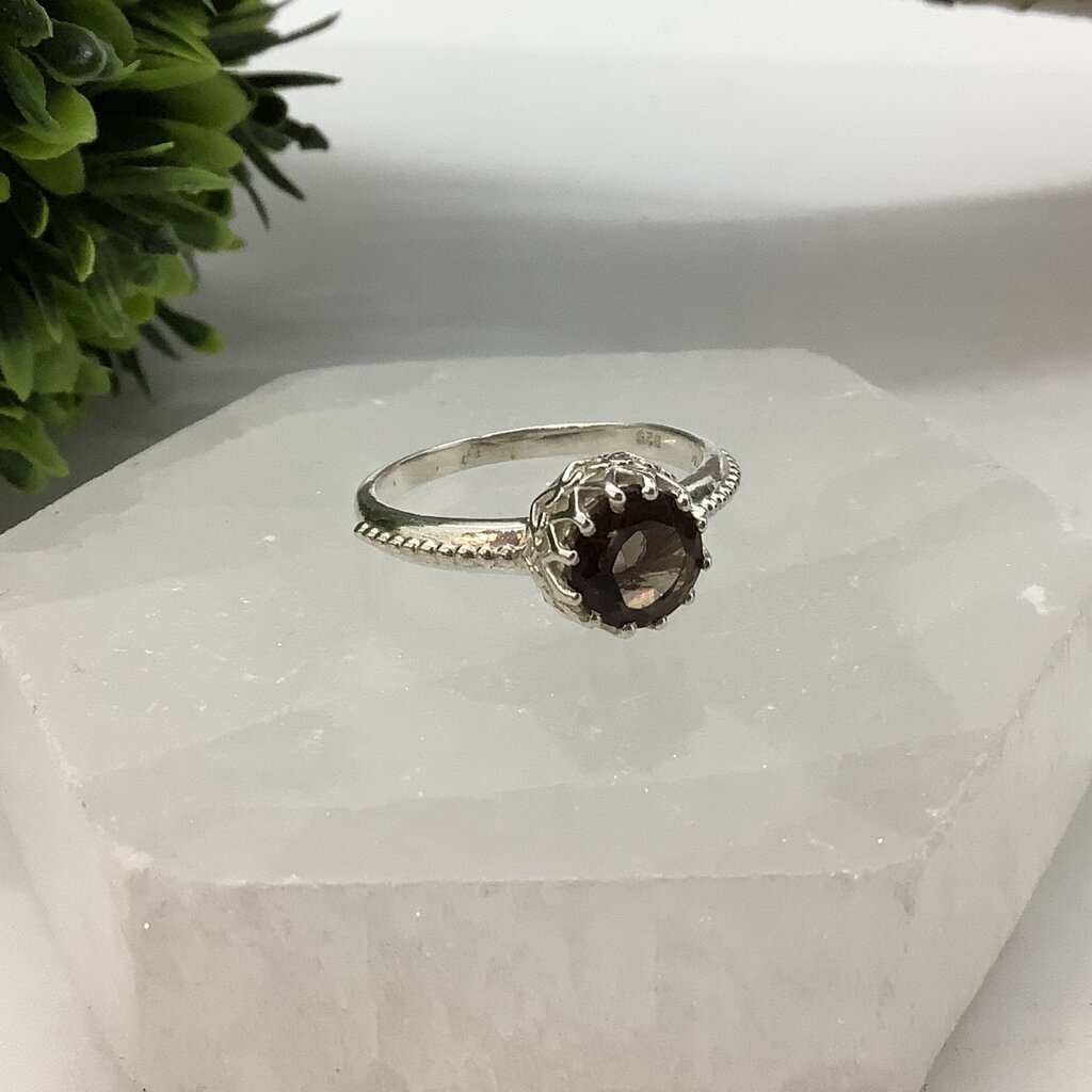 Smoky Quartz Sterling Silver Ring Size 8