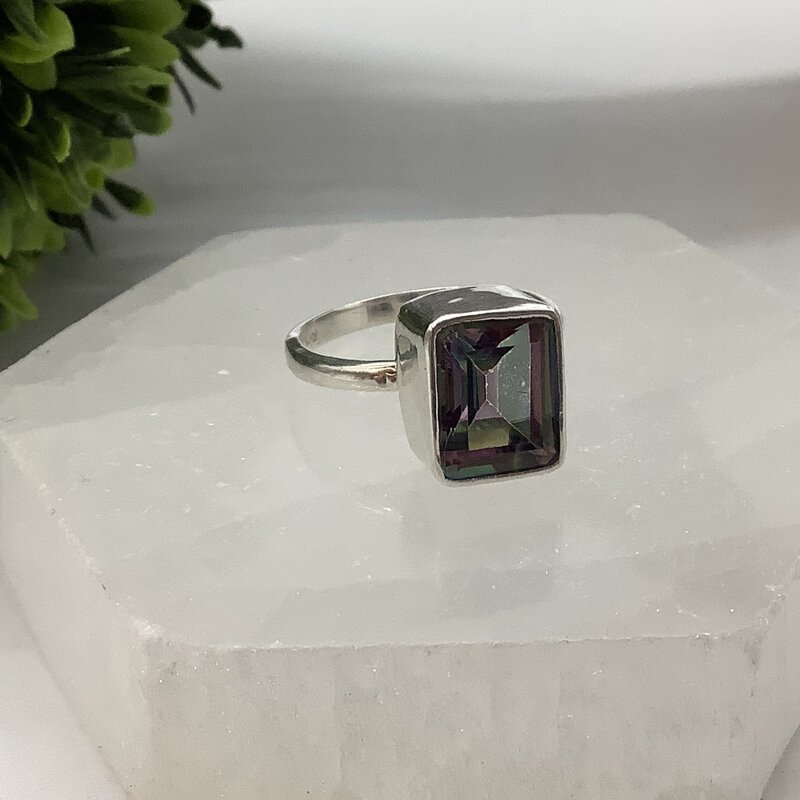 Mystic Topaz Sterling Silver Ring Size 6.5