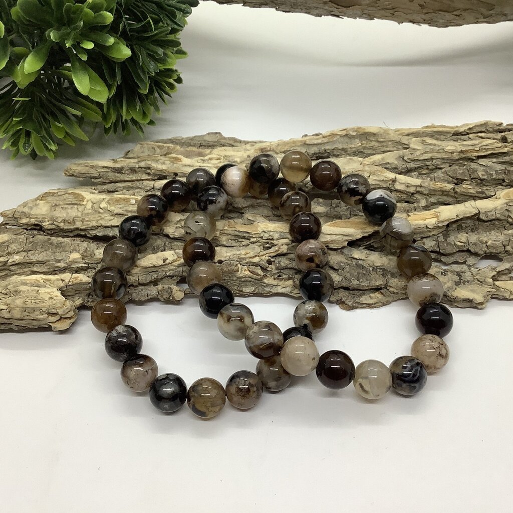 Black Flower Agate Bracelet