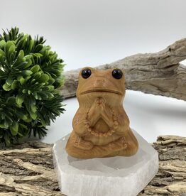 Wood Carving Praying Frog