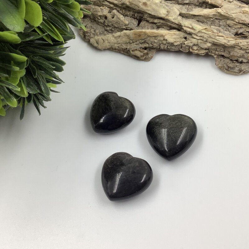Silver and Gold Sheen Obsidian Mini Hearts