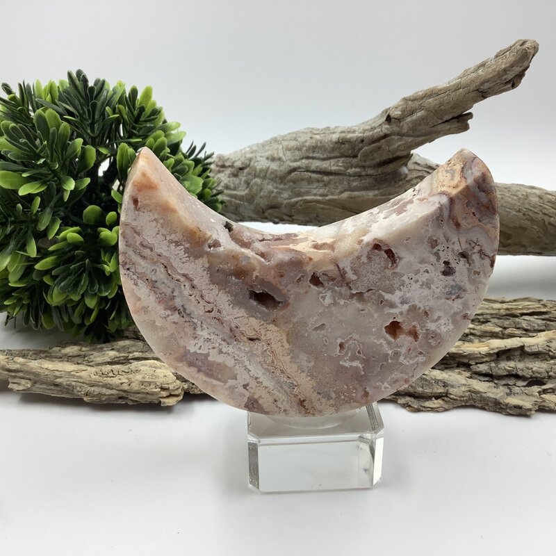 Indonesian Pink Lace Agate Moon FINAL SALE