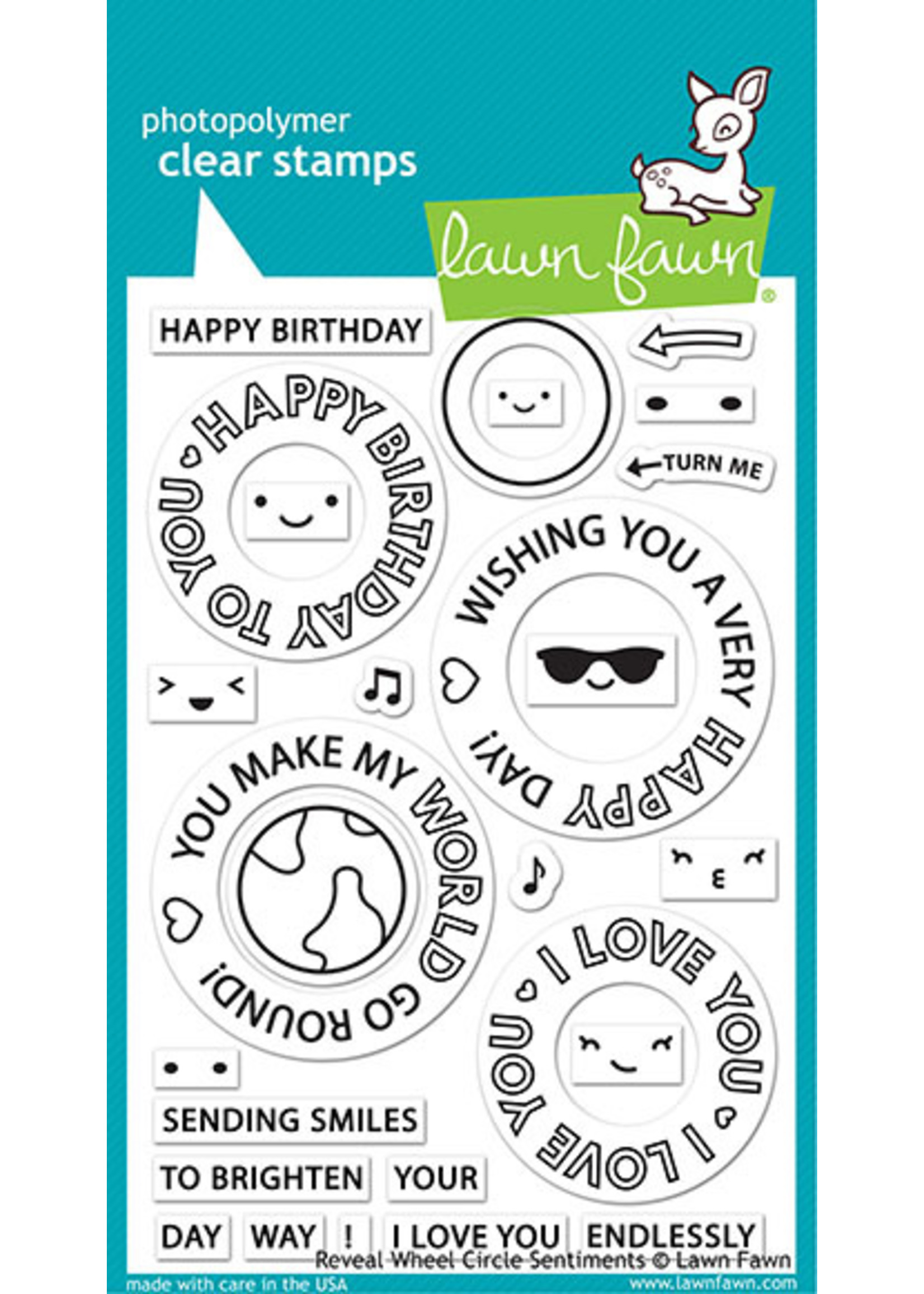 Lawn Fawn Stamp reveal wheel circle sentiments