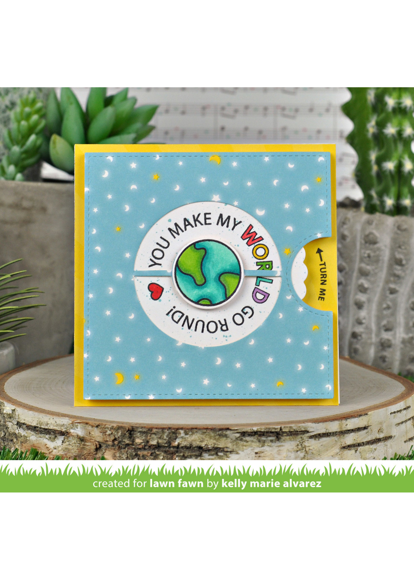Lawn Fawn Stamp reveal wheel circle sentiments