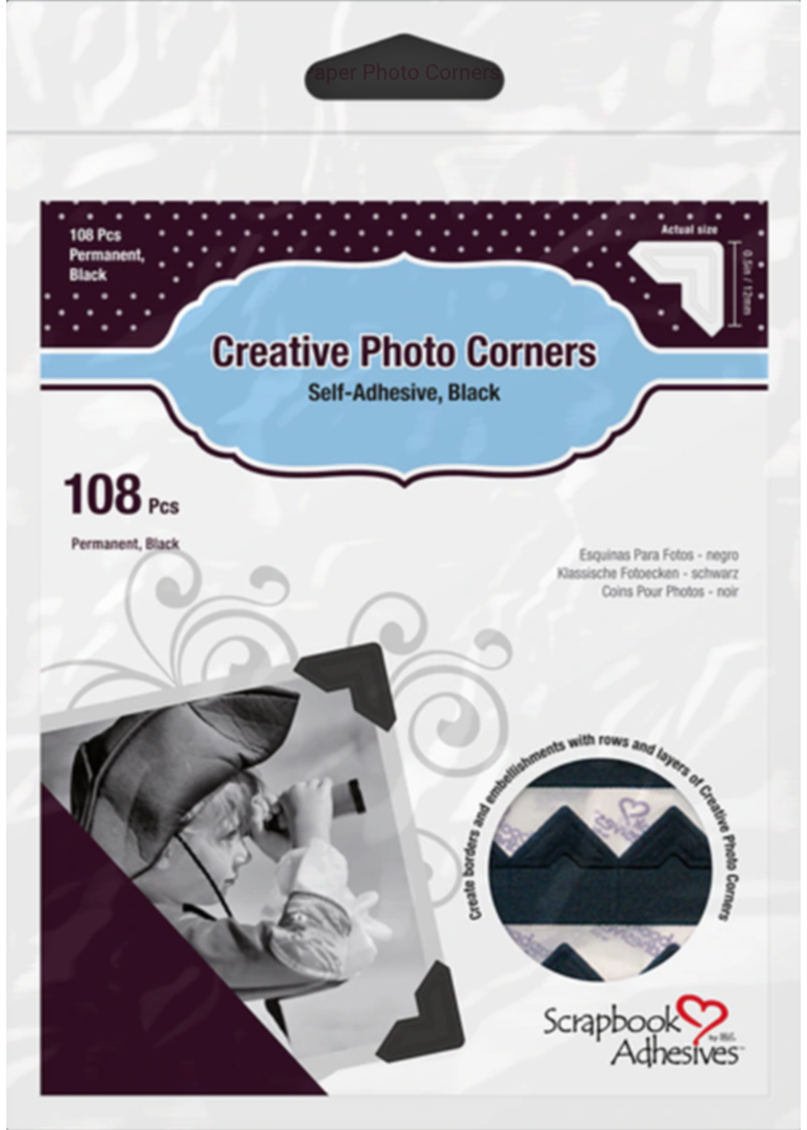 scrapbook adhesives 3L Photo Corners Black