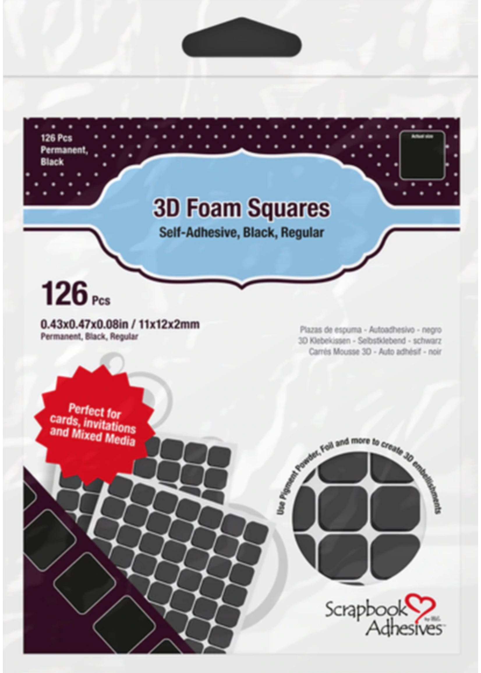 PETERSON-A 3L 3D Black Foam Squares .08 thickness