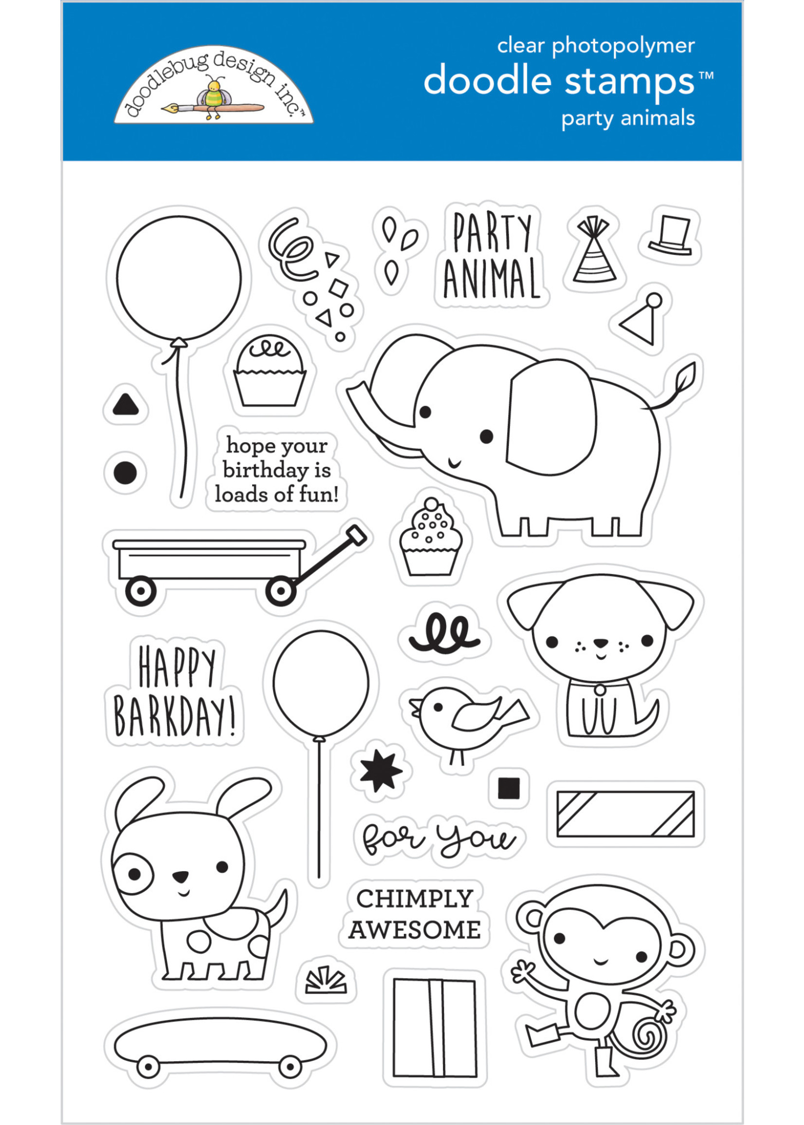DOODLEBUG Doodlebug party time party animals - boy doodle stamps