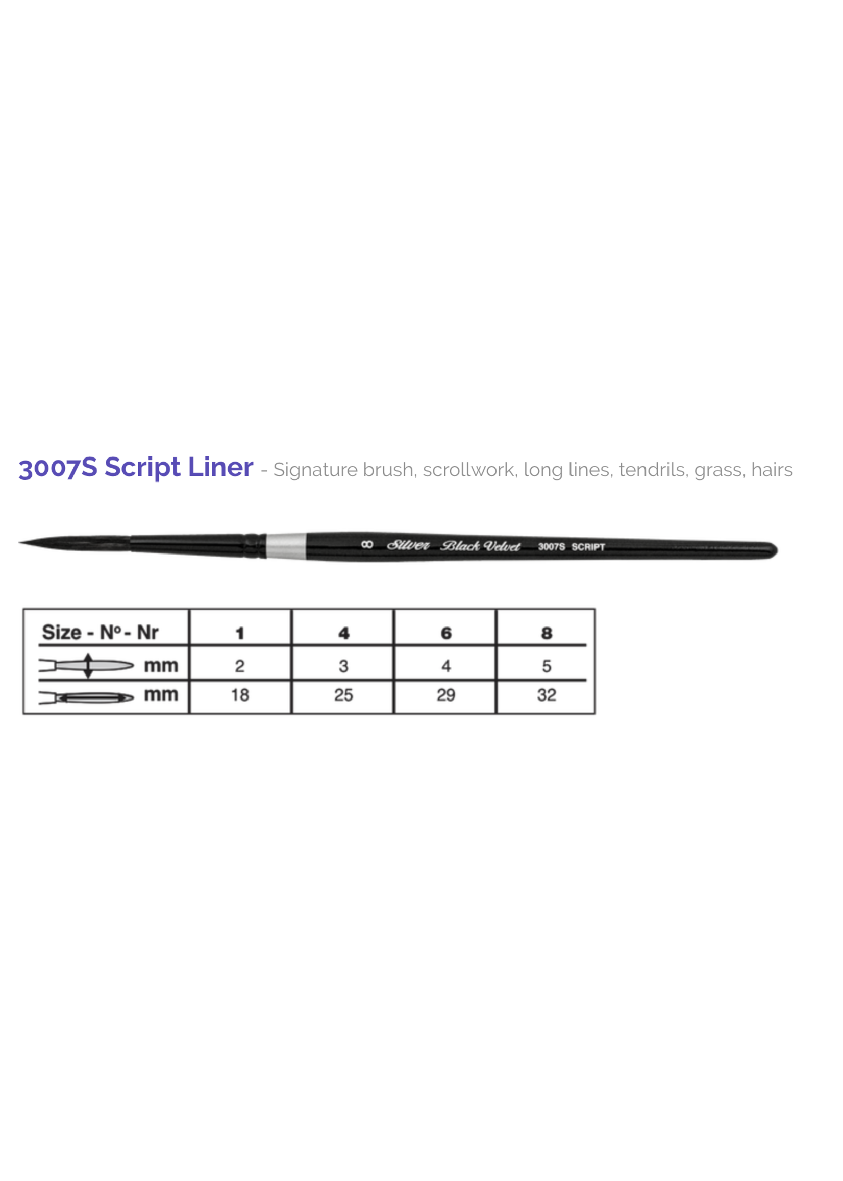 Silver Brush SB Black Velvet 30007S Script Liner
