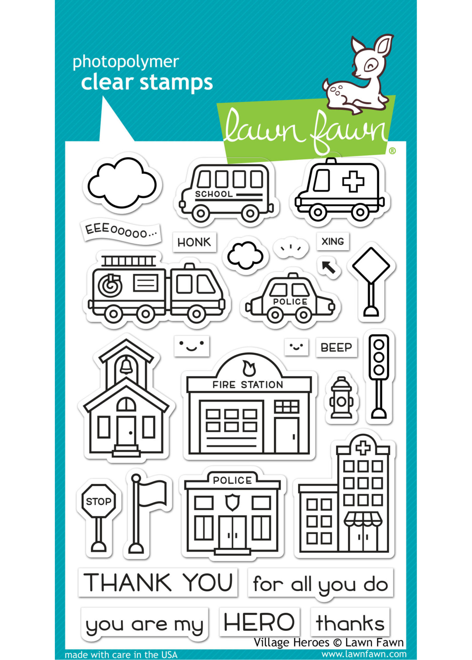 Lawn Fawn Village Heroes Stamp